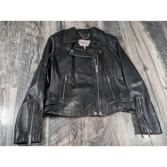 Bcbgeneration Black Leather Jacket 100% Authentic Leather Medium NWT MSRP $348